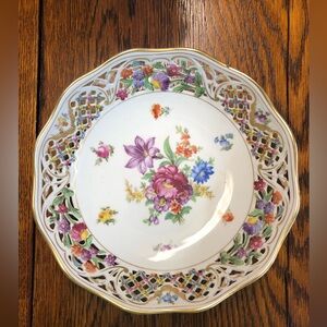 Vintage Schumann Bavaria Germany US Zone 5 Decorative 9” Floral Bowl